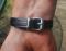 NEW! Made in the USA Black LEATHER Belt BRACELET-Minimalist Stainles St Buckle