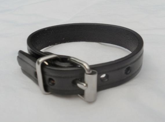 NEW! Made in the USA Black LEATHER Belt BRACELET-Minimalist Stainles St Buckle