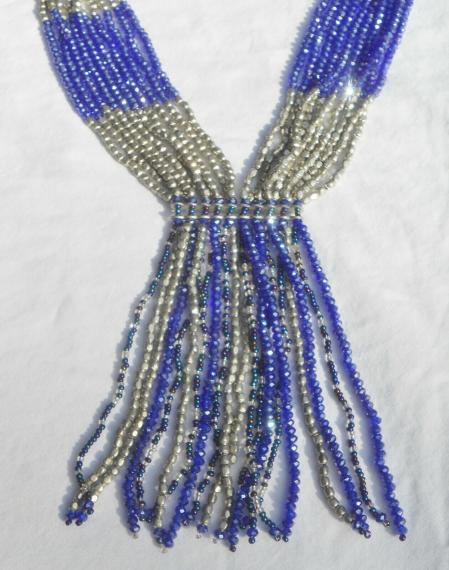 Handmade in India 23” Neckace Himalayan Gems Kinaara Blue 4" Potay Tassel