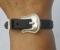 NEW! Made in the USA Black BETA Belt BRACELET ~3/8"Wide 3Pc Silver Buckle