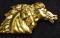 Vintage NOS 1995 Costume Goldtone Horseheads Belt Buckle for 1.25" belt