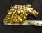 Vintage NOS 1995 Costume Goldtone Horseheads Belt Buckle for 1.25" belt