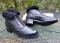 Vintage La Canadienne Leather Ankle BOOTS Black Fur lined Zip Up- Chunky Heels Women 9 M