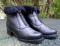 Vintage La Canadienne Leather Ankle BOOTS Black Fur lined Zip Up- Chunky Heels Women 9 M