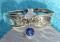 Vintage USA 1950-73 ROGERS Intl Silver 2 Spoon bangle Bracelet- Daffodil Pattern Silver Plate-Blue Bling Stone