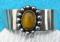 Vintage TIGER EYE 925 Sterling Silver Cuff BRACELET open back-- Cab Bezel Set--estate 28 grams